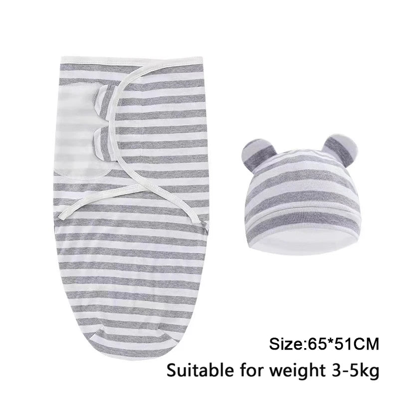 Baby Blanket And Hat Set 100 Percent Cotton Cartoon Animal Print