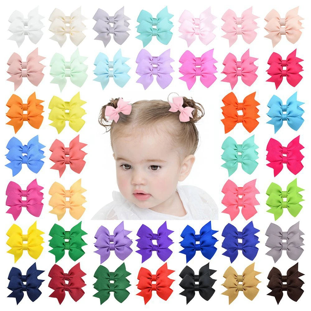 20PCS 2.2'' Baby Hair Clips Newborn Girls Fully Lined Tiny Hair Bows Alligator Clips for Infants Toddlers Photography Props