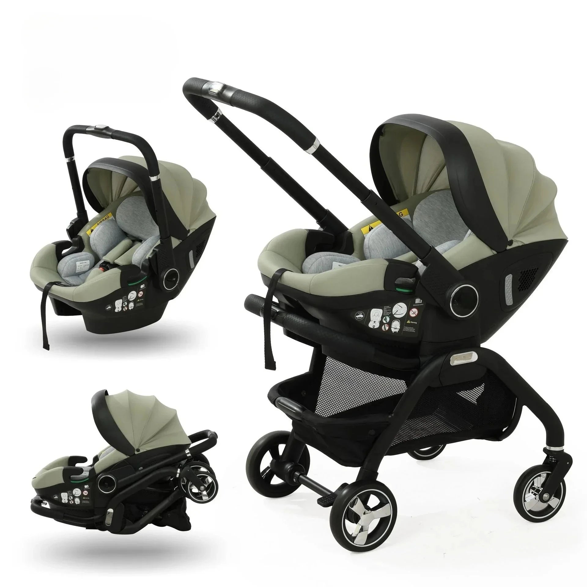 All In One Newborn Baby Travel System With Sleeping Basket And Safety Seat Four Wheel Stroller