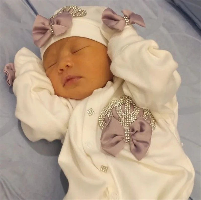 Dollbling 5pcs Newborn Welcome Home Outfits Cotton Infant Baby Nest Luxury Bedding Personalized Embroidery Blanket Set