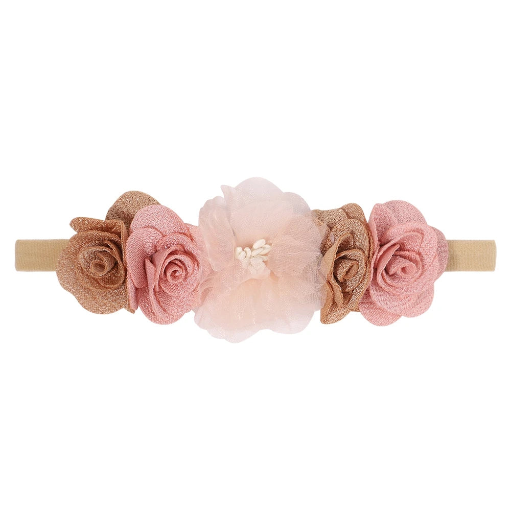Headband Canvas And Nylon Elastic Artificial Flower Snag-Free