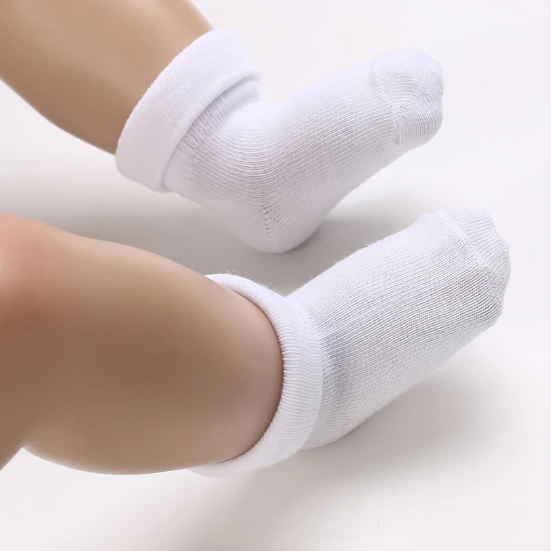 4 Pairs of Cute Lace Cotton Baby Socks 0-1 Years Old Boys and Girls Short Socks Newborn White