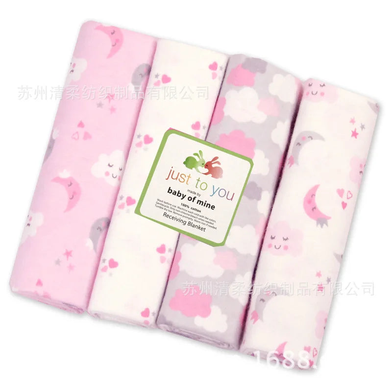 4Pcs Lot 100 Percent Cotton Muslin Flannel Baby Swaddles Soft Newborn Blankets Unisex Wraps