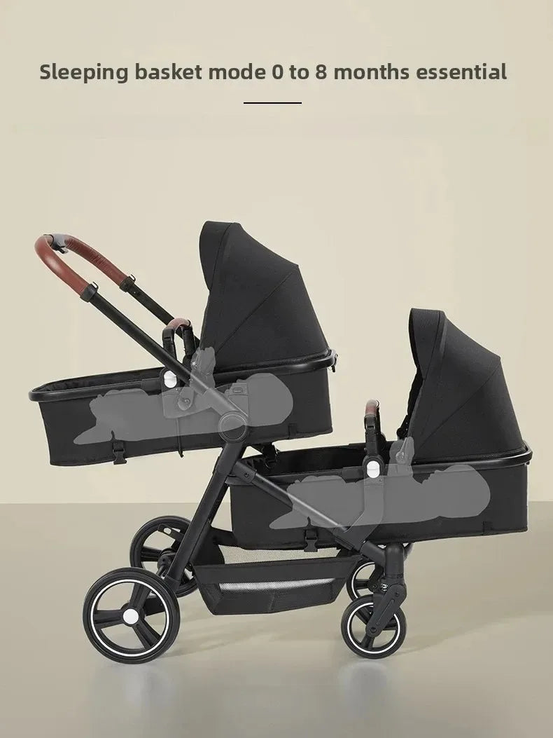 3in1 Twins baby stroller with car seat Lightweight small folded carry on baby carriage multifunctional baby strollers