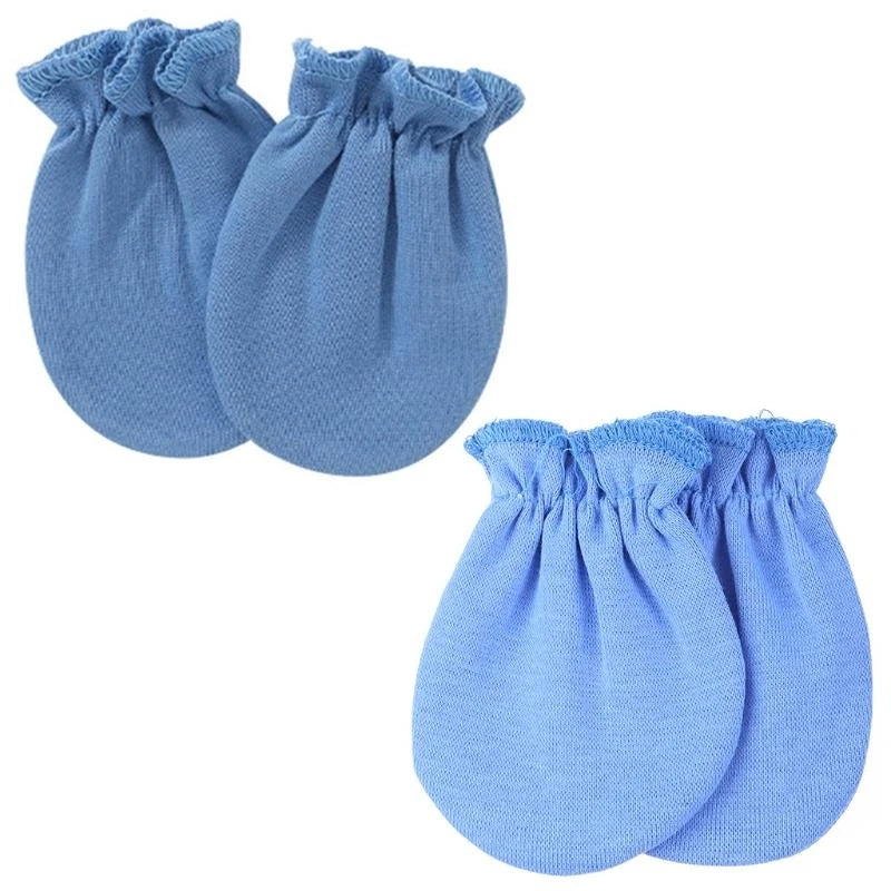 JU64 1 Pair Baby Anti Scratching Soft Cotton Gloves Newborn for Protection Face Scratch Hands Gloves Solid Color No Scratch M