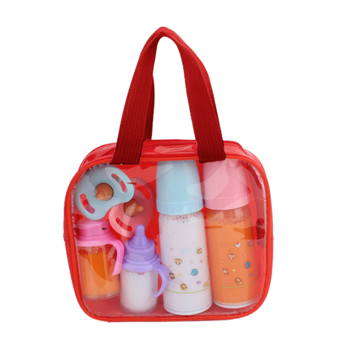 Large size Baby Doll Feeding Bottle Set Baby Care Toy Stroller 2pcs Milk And Juice Bottles With Toy Pacifier For Baby Dolls