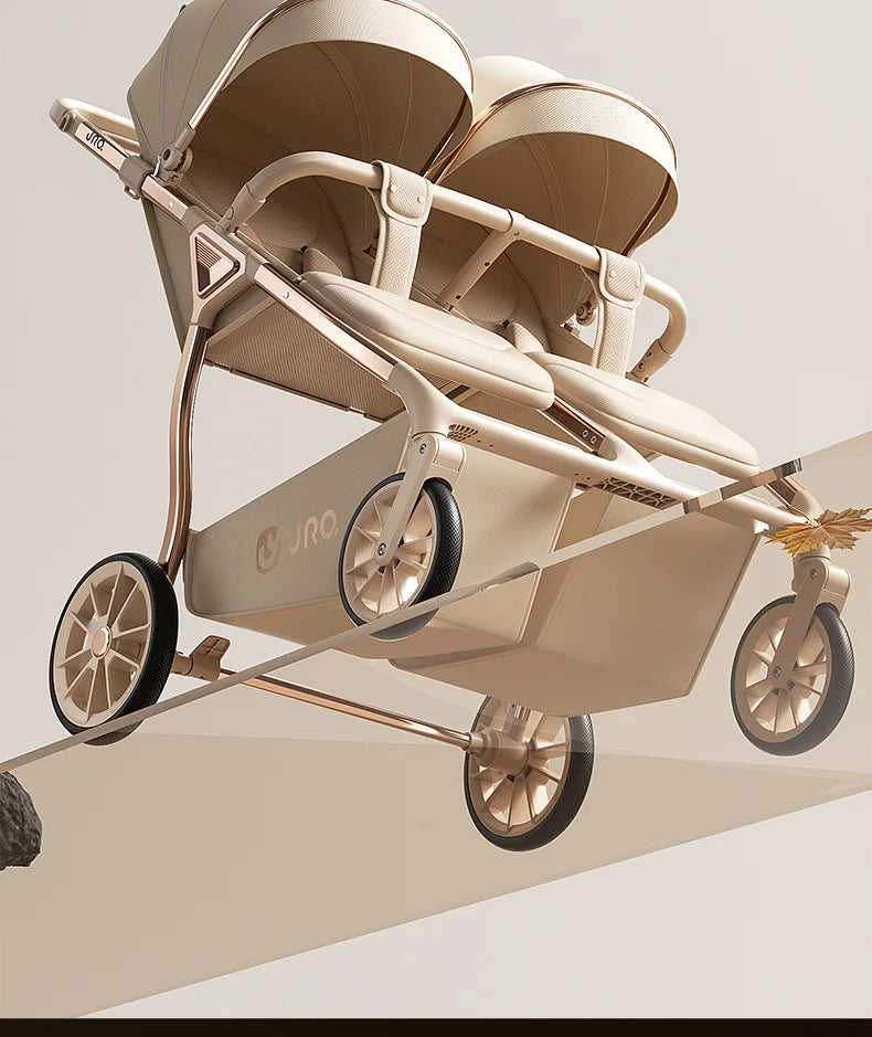 2025 New High-view Twin Baby Stroller Can Sit or Lie Down Baby Stroller Lightweight Foldable Double Baby Stroller