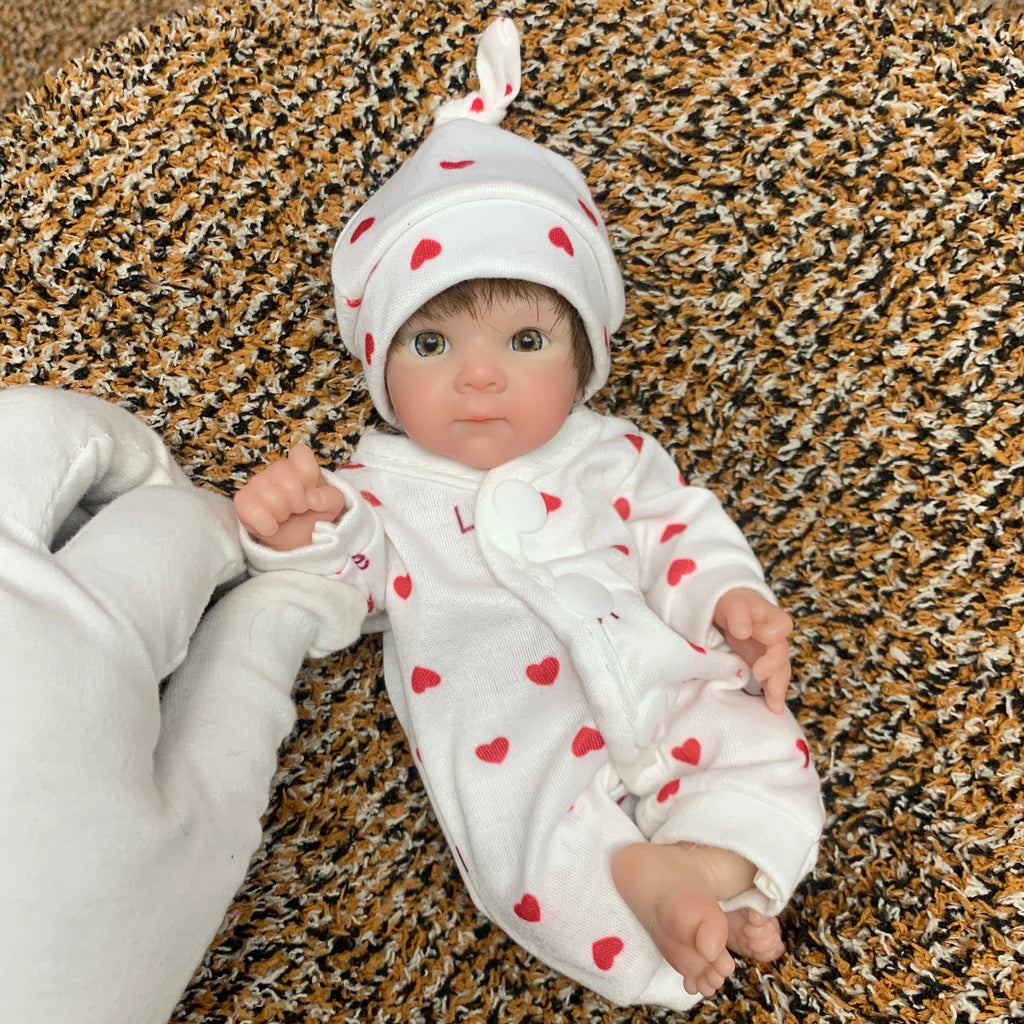 8 Inch/20 cm Washable Reborn Girl Doll, Full Silicone Body with Rooted Hair, Ultra Lifelike Design