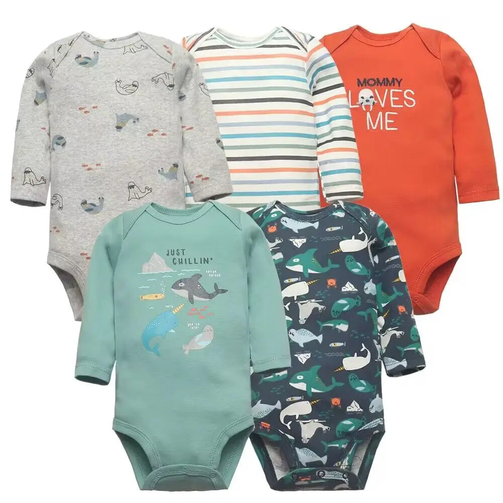 2026 Newborn Baby Girl Clothes Long Sleeve 100% Cotton 5 Pieces/Lot Baby Bodysuits, Infant Clothing 3-24M
