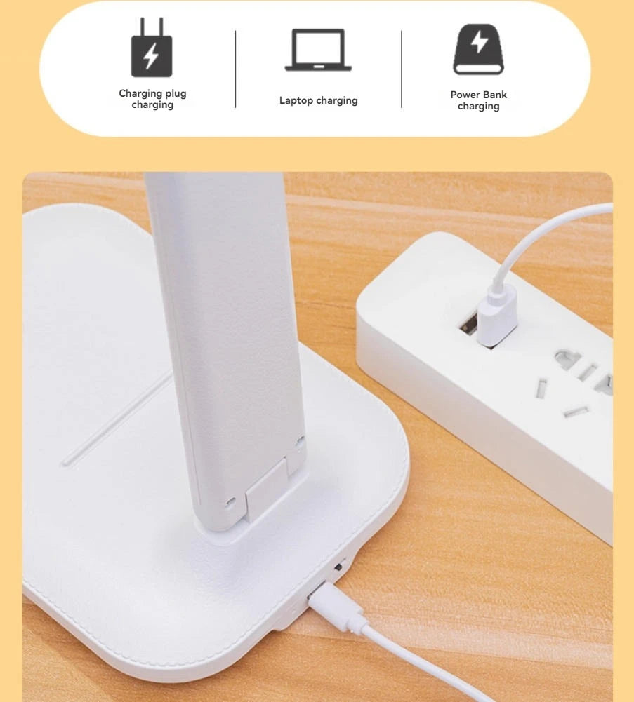 Plastic Desk Lamp With Eye Protection Foldable USB Dimming