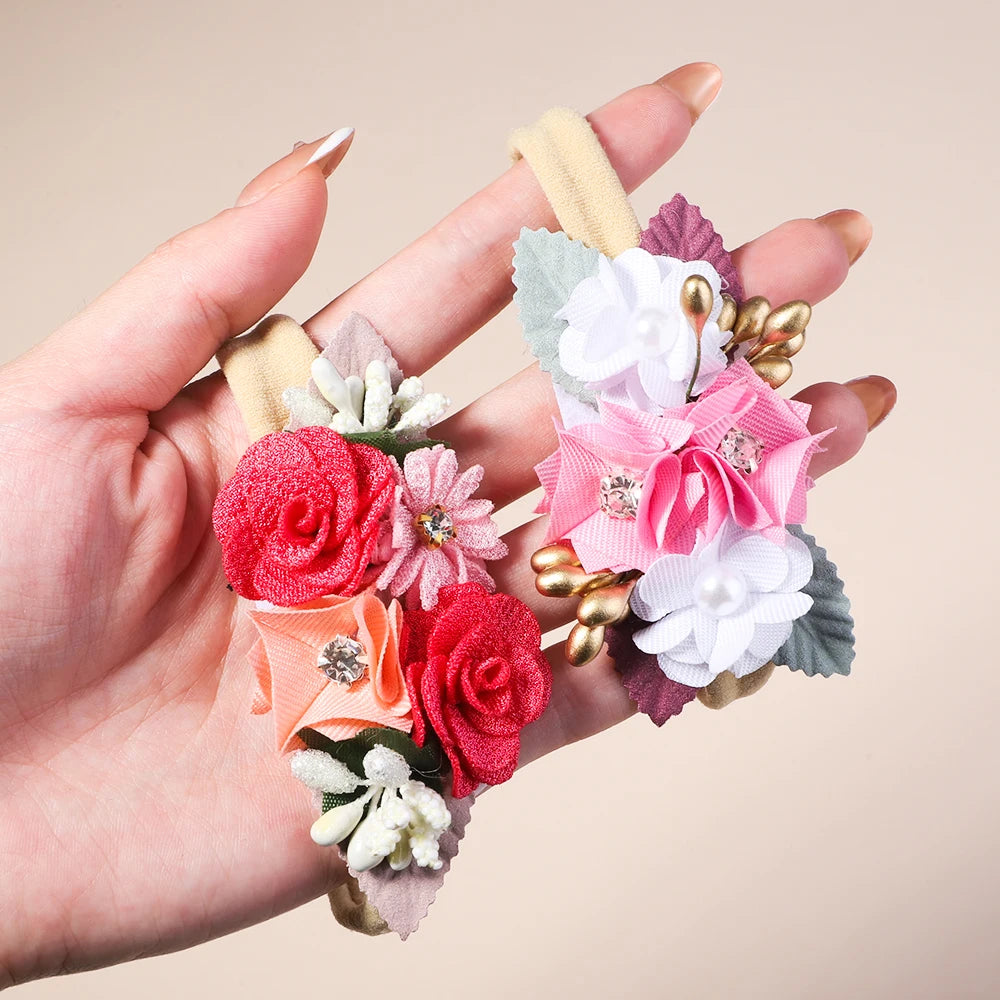 Baby Girl Headband Cute Flower Elastic Hair Band Newborn Head Toddler Headband Headwear Baby Hair Accessories Christmas Gifts