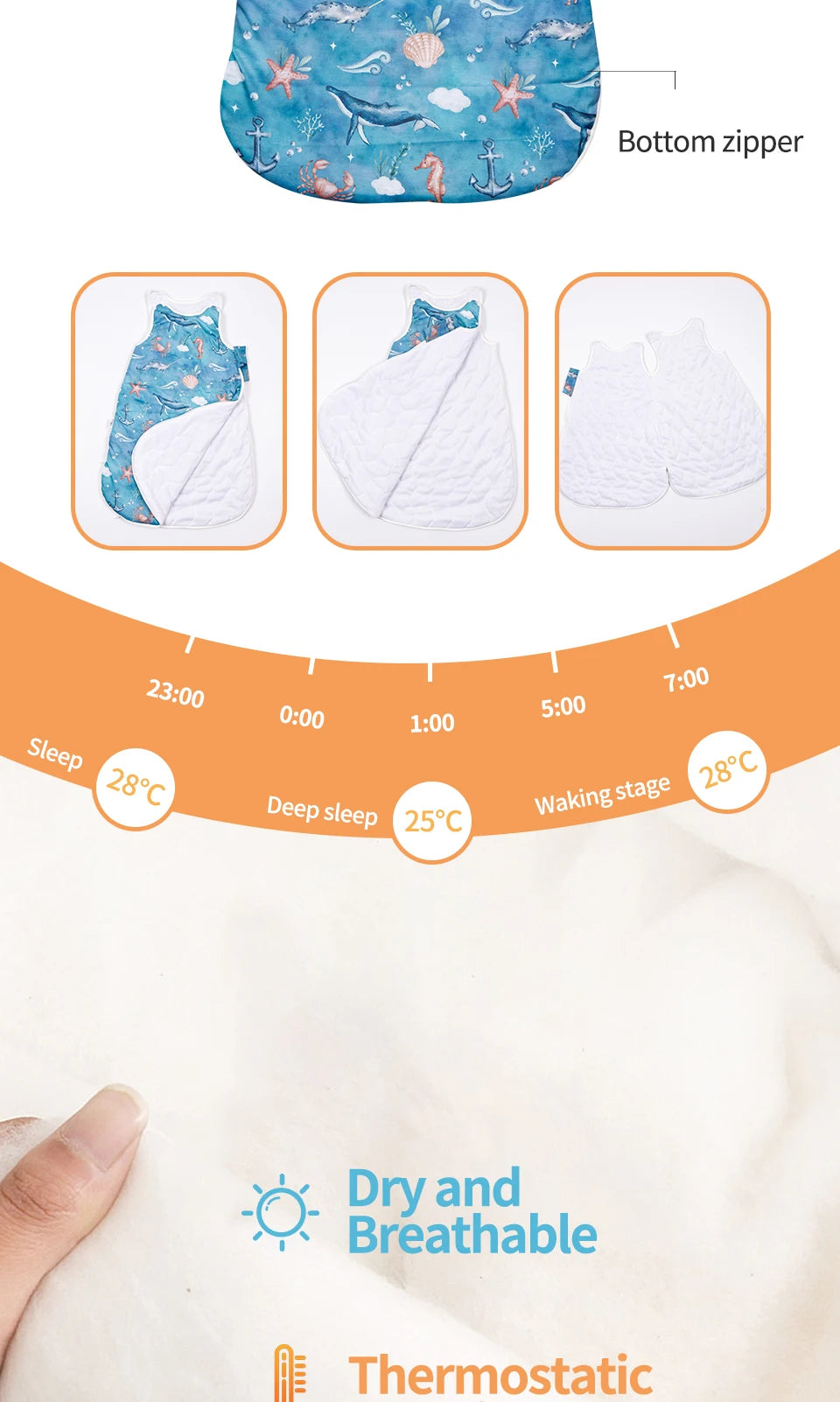 Elinfant 1 Pc Baby Sleeping Bag Polyster Farbic Fashion Prints S/M/ L 3 Sizes Breathable Washable Warm Baby Vest Sleeping Bag