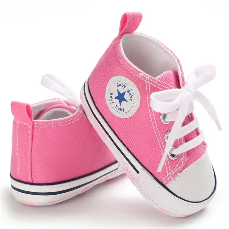0-18M Baby Canvas Shoes Men and Women Multicolour Classic Baby Casual Shoes Anti-slip Soft Sole First Pair Toddler Infant Shoes