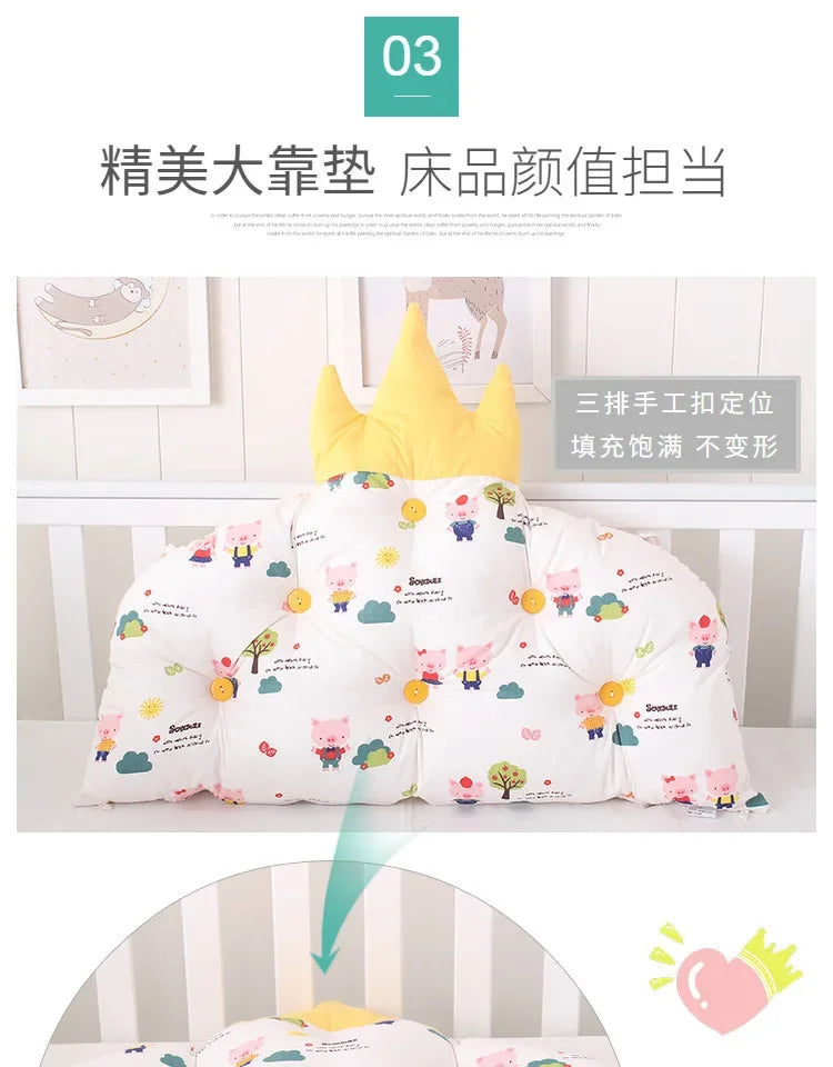 5pcs Nordic Crown Cushion Cot Bumpers Baby Bed Bedding Kit Baby Bedding Cotton Removable Washable Baby Crib Side Protector Set