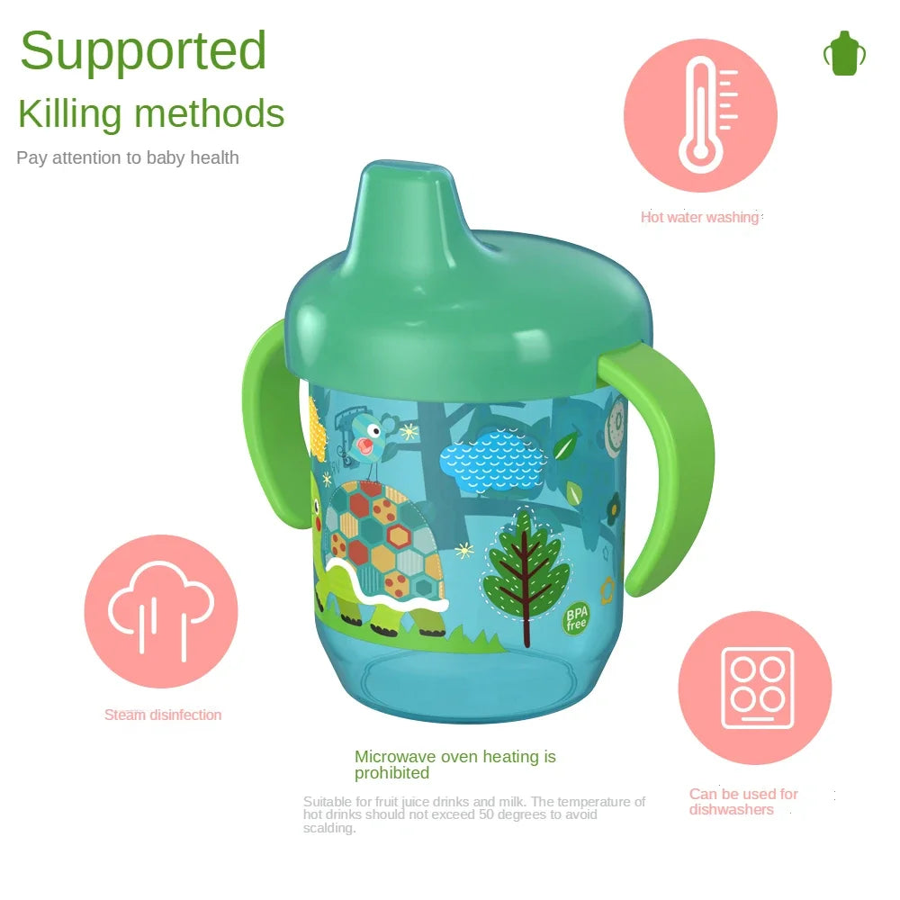 1PC Baby Anti-choking Straight Drinking Cup Special Learning Drinking Cup Duckbill Cup with Double Handle Flip Lid for Toddlers
