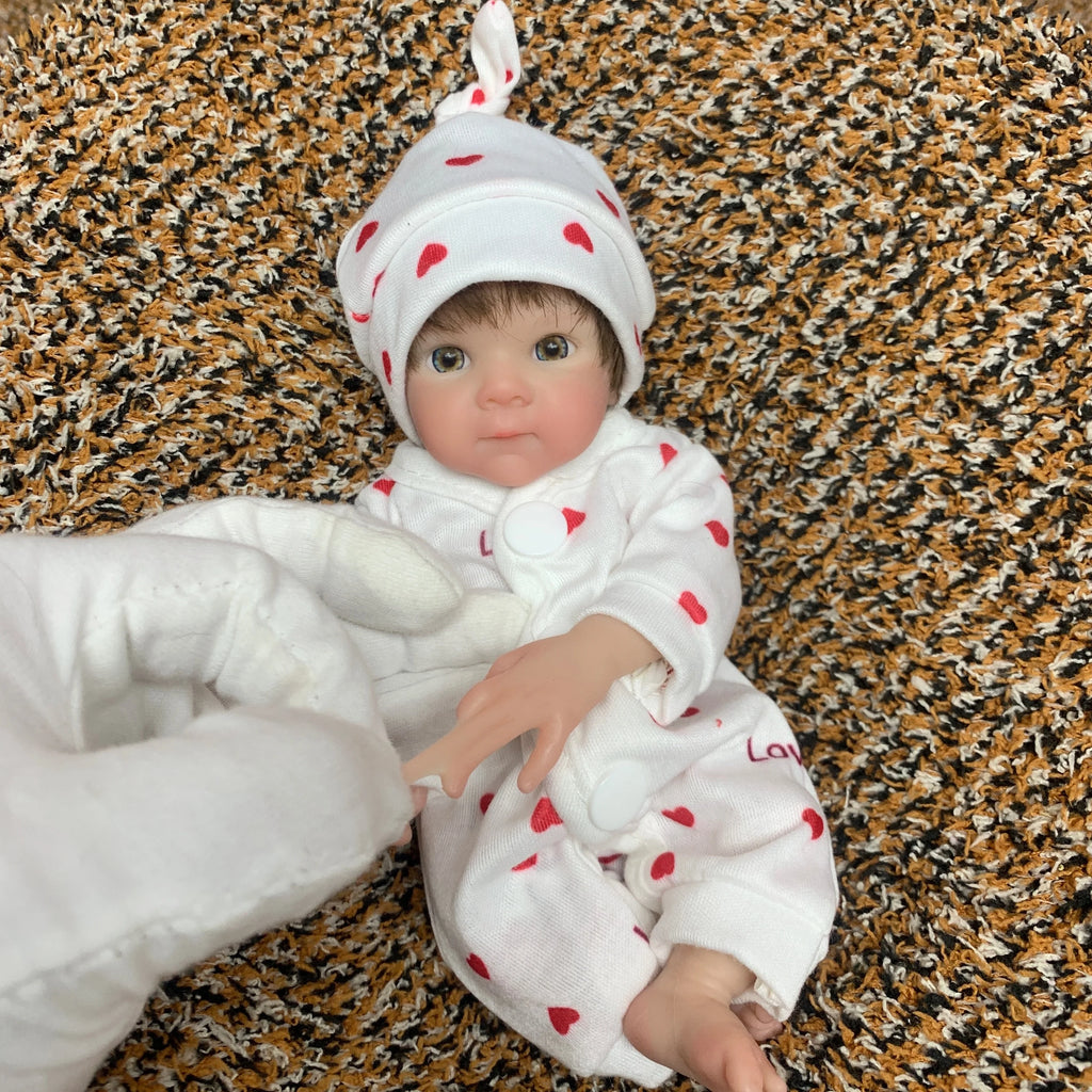 8 Inch/20 cm Washable Reborn Girl Doll, Full Silicone Body with Rooted Hair, Ultra Lifelike Design.