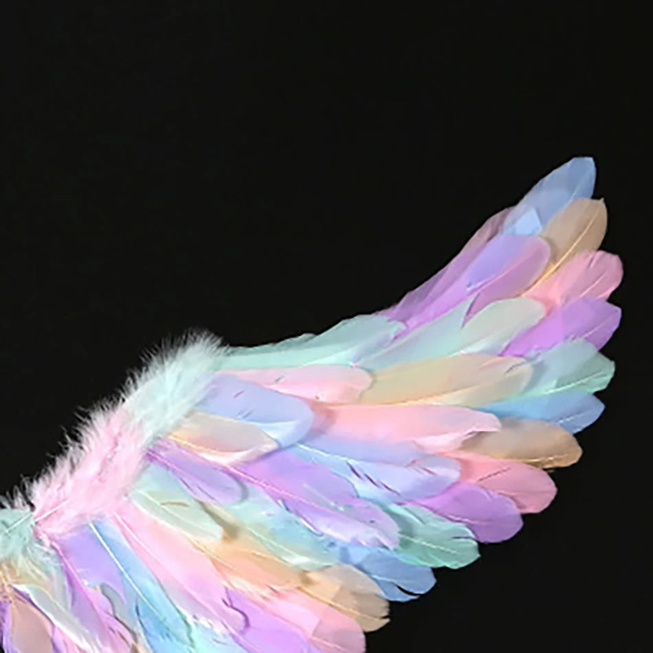 Faux Feather Angel Wings Costume Props Children Halloween Carnival Cosplay Devil Wings Black White Stage Performance Accessories
