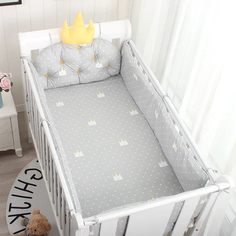 5pcs Nordic Crown Cushion Cot Bumpers Baby Bed Bedding Kit Baby Bedding Cotton Removable Washable Baby Crib Side Protector Set