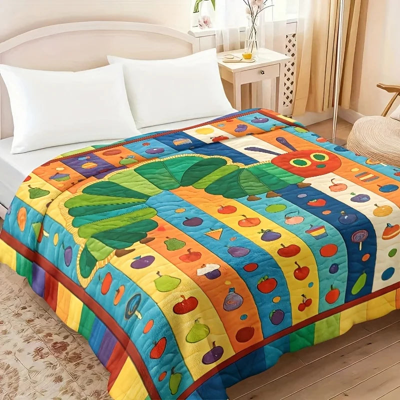 1PC Very Hungry Caterpillar Blanket 2D Printed Soft Cozy Flannel Throw Blanket for Bed Couch Sofa Nursery Warm Blanket Gift