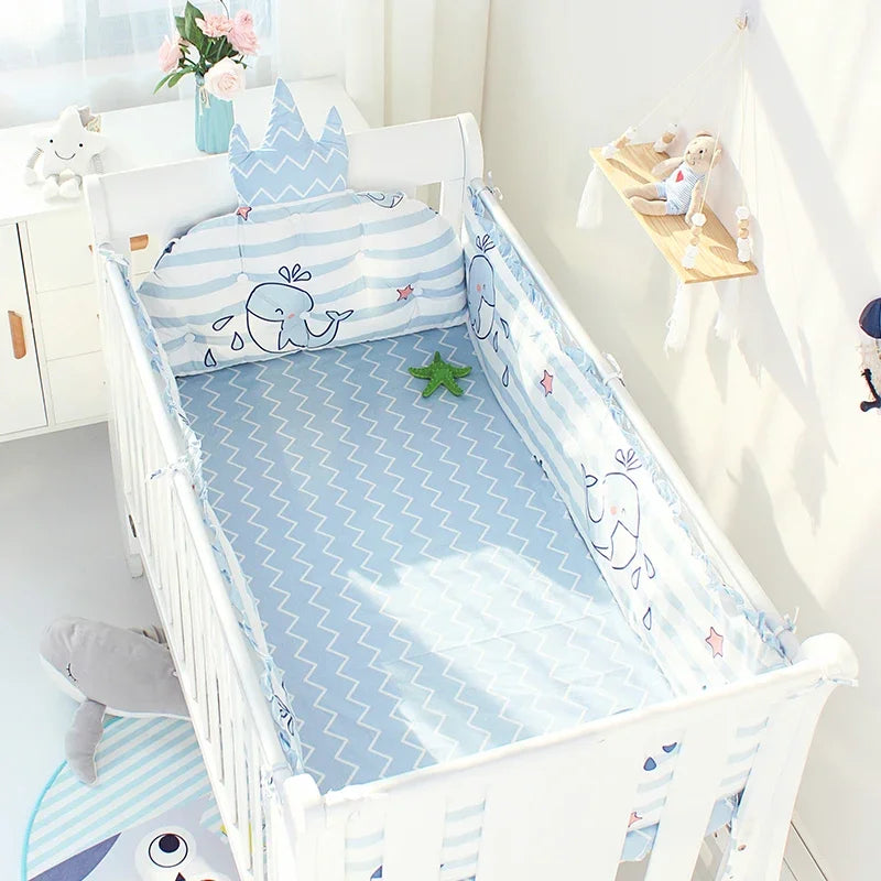 5pcs Nordic Crown Cushion Cot Bumpers Baby Bed Bedding Kit Baby Bedding Cotton Removable Washable Baby Crib Side Protector Set