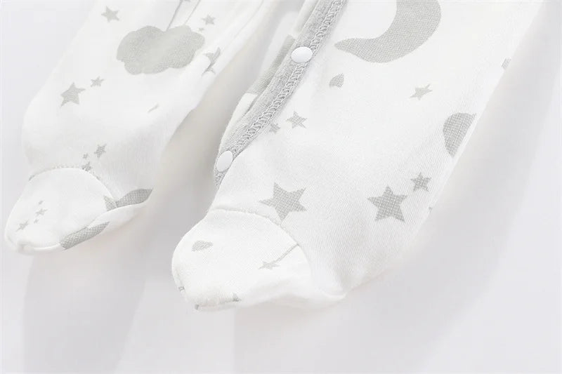 Newborn Bodysuit Cotton Autumn and Winter Long Sleeve Baby Onesies Soft Baby Clothes Footed Onesies Cartoon Boys Romper 0-9Month