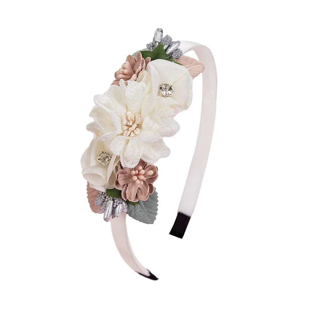 Rose & Rhinestone Girls Headband – Floral Design