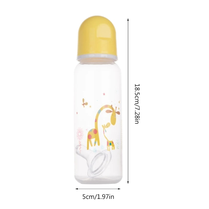 Food-grade Baby Milk Bottle Baby Bottles Cartoon-design Baby Feeding Bottle 7-inch Height Kids Children Bottles Durable Dropship