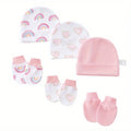 3 Sets Newborn Hat Gloves 100% Cotton Cartoon Baby Beanie Hat for Girls Boys Infant Bonnet Toddler Cap Kids Accessories 0-6M