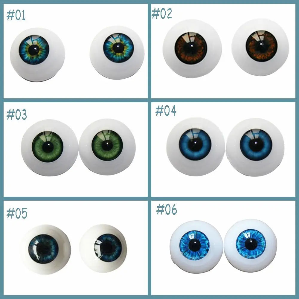 Realistic Half Round Doll Eyes Acrylic Grey and Brown Flat Back