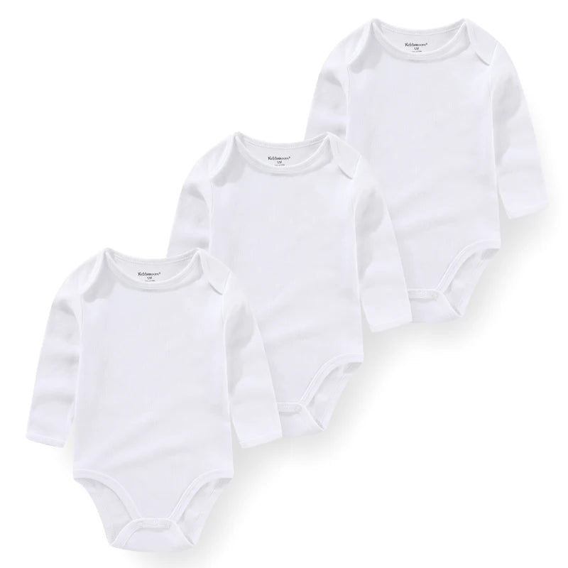 Kiddiezoom Three Piece Newborn Cartoon Long Sleeve 100 Percent Cotton Baby Bodysuits Unisex Soft Infant Onesies