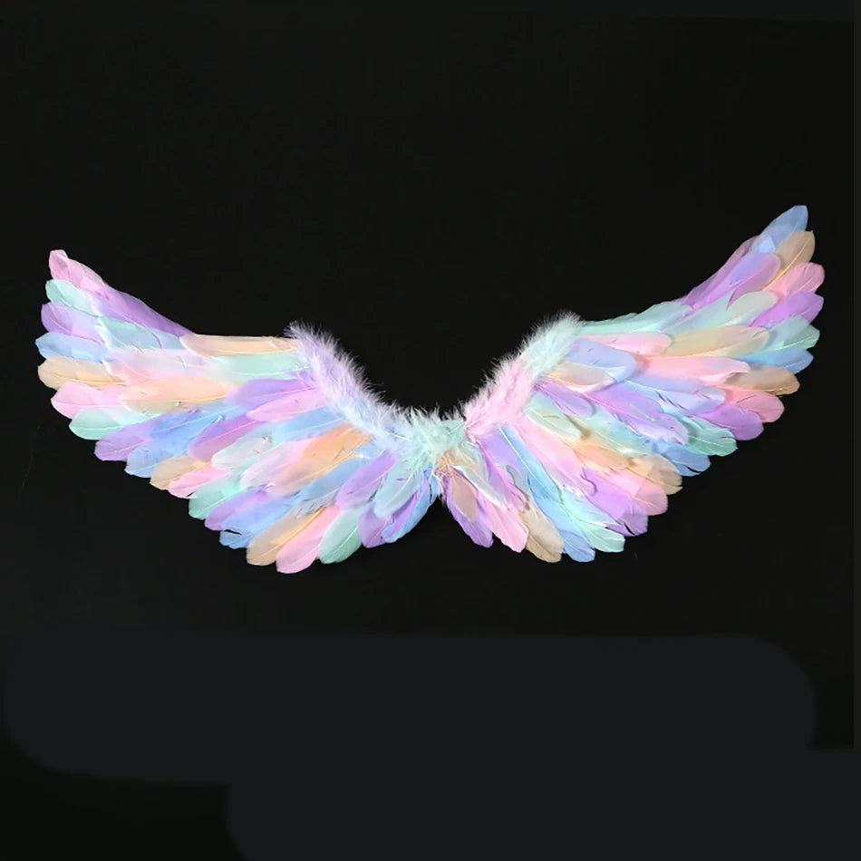 Faux Feather Angel Wings For Kids Halloween Cosplay Prop White Or Black Stage Accessory