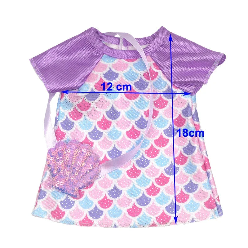 14 Inch Baby Doll Pink Dress 36cm Girl Doll Clothes Outfit Rompers Toys Clothing
