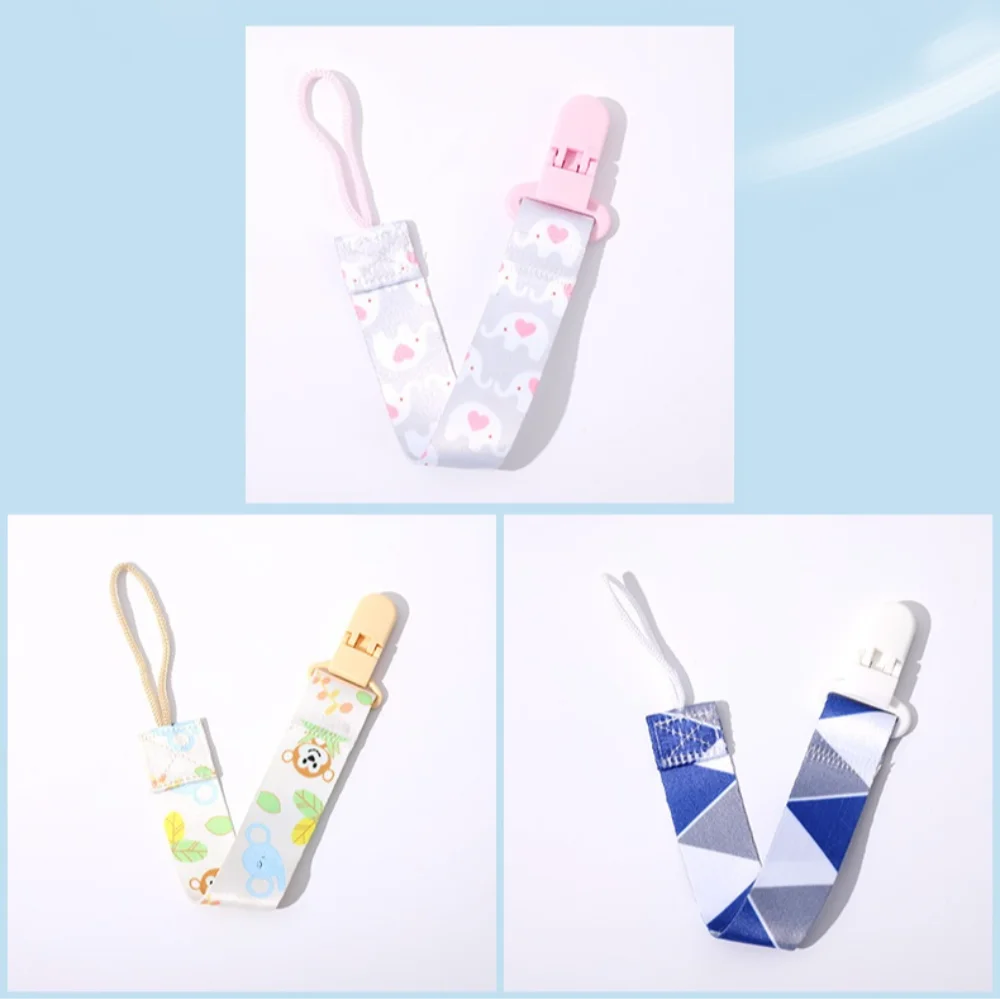 Cute Cartoon Baby Pacifier Clips Ribbon Adjustable Dummy Clip Anti-drop Buckle Strap Fixed Button Pacifier Chain