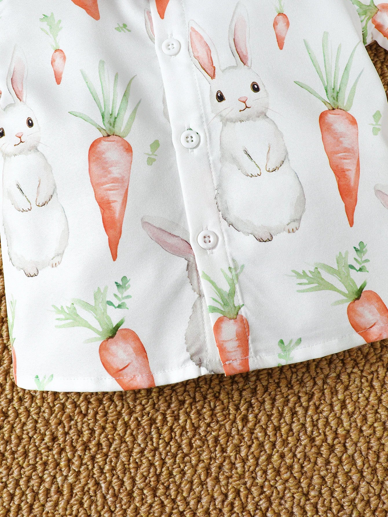 Baby Boy Easter Outfit Short Sleeve Shirt Carrot Print Top with Shorts Spring Summer Two-Piece Set for Little Gentlemen