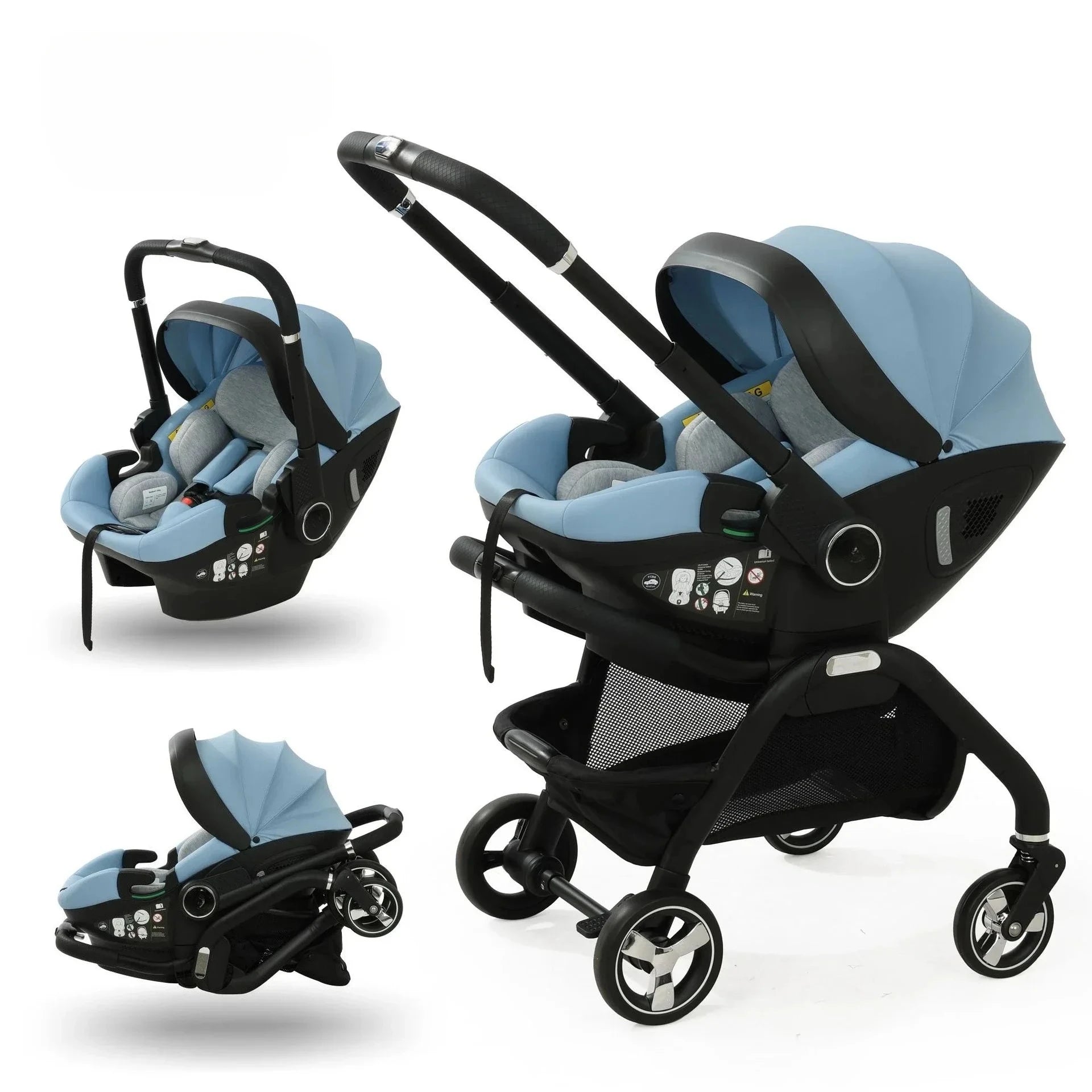 All In One Newborn Baby Travel System With Sleeping Basket And Safety Seat Four Wheel Stroller
