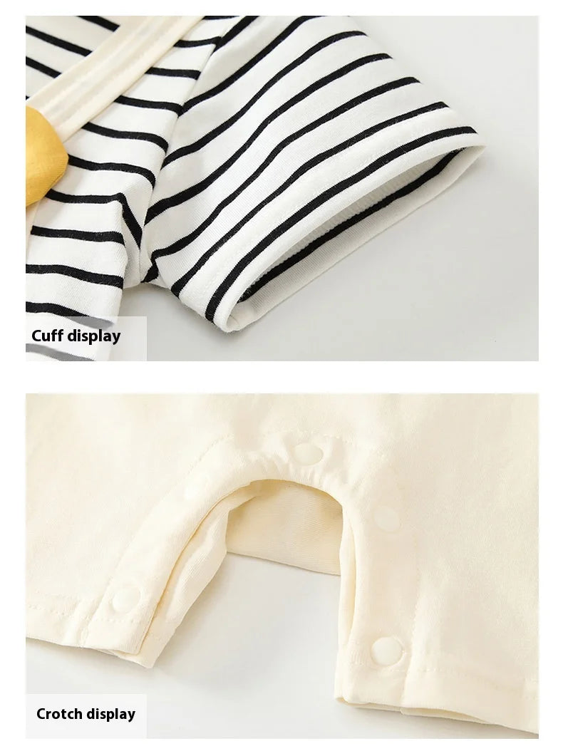 Summer Baby Jumpsuit Cartoon Winnie the Pooh Comfortable Rompers for 0-2 Years Old Boy Girl Stripe Short Sleeve Bodysuits