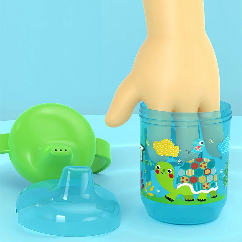 1PC Baby Anti-choking Straight Drinking Cup Special Learning Drinking Cup Duckbill Cup with Double Handle Flip Lid for Toddlers