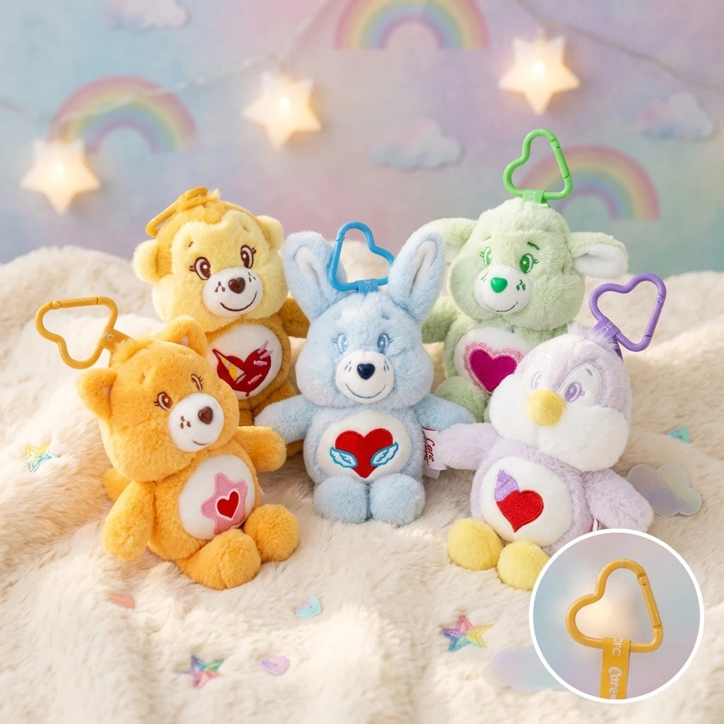 Care Bears Cousins Plush Keychain 15cm Animal Doll Pendant Cartoon Stuffed Toy Keyring Bags Decor Gift Plushie Charms Accessorie