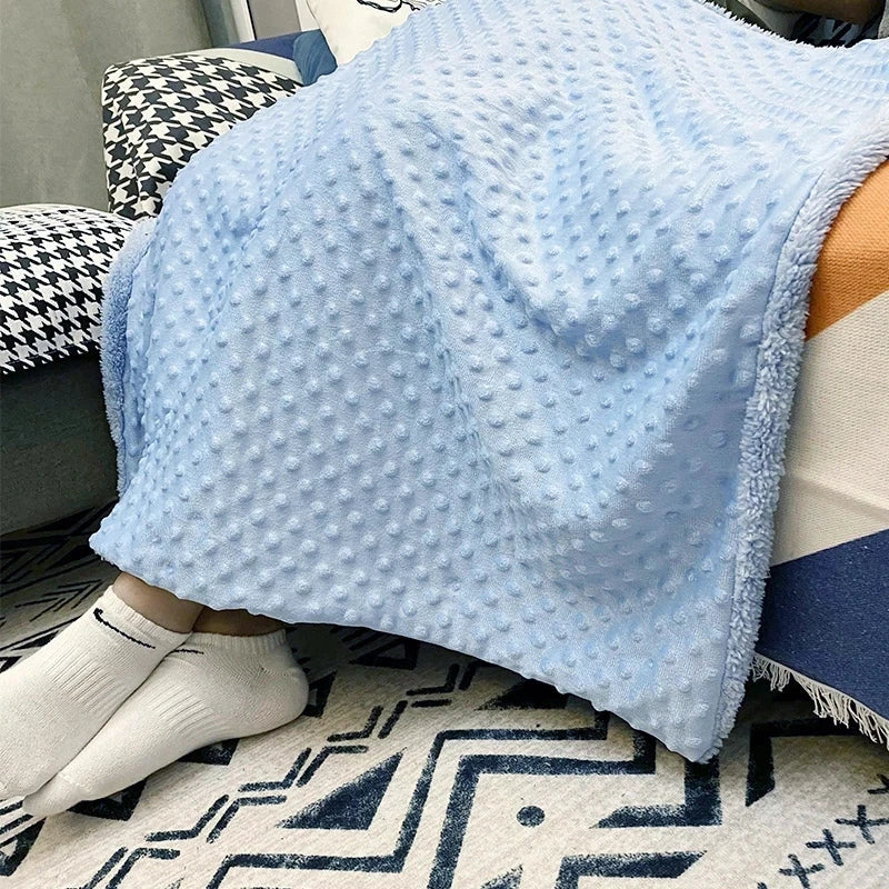 Newborn Baby Blanket Warm Fleece Thermal Soft Stroller Sleep Cover White Pink Beanie Infant Bedding Swaddle Wrap Kids Bath Towel