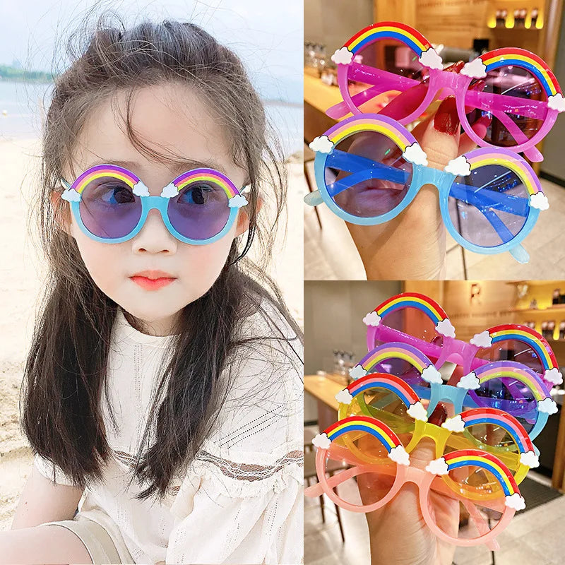 New Children Fashion Sunglasses Girls Boys Decorate Rainbow Sun Glasses Cute Baby Outdoor Sunshade Eyewear UV400 Gafas De Sol