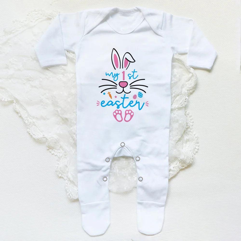 My 1st Easter Baby Bodysuit Babygrow Sleepsuit Rabbit Print Baby Coming Home Hospital Outfit Clothes Infant Easter Party Romper