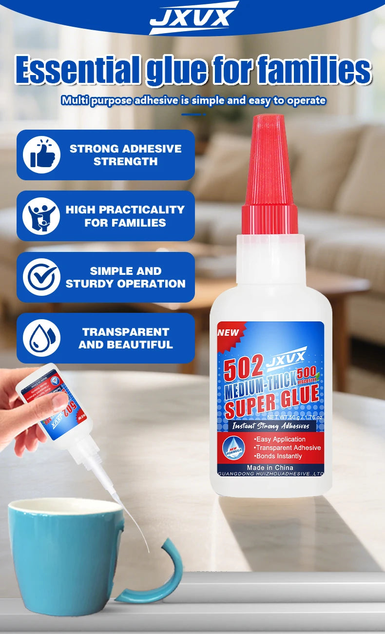 50g Professional 502 Super Glue Extra Strong Fast Instant Adhesive Cyanoacrylate Hardware Plastic Metal Cars Wood Craft Glass Hobby Seconds Bond With distributor waterproof.
