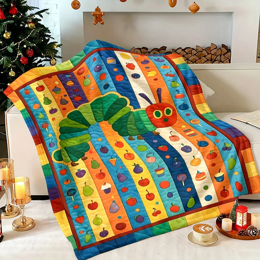 1PC Very Hungry Caterpillar Blanket 2D Printed Soft Cozy Flannel Throw Blanket for Bed Couch Sofa Nursery Warm Blanket Gift