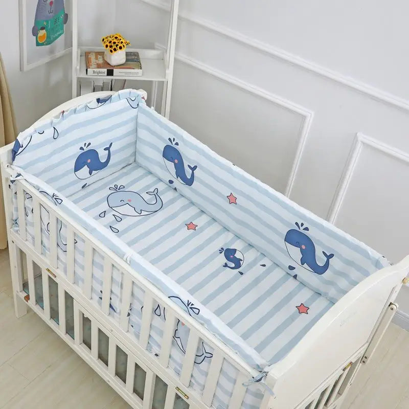 Cartoon Crib Liner 3D Mesh Cotton Baby Bed Bumper Baby Cot Bedding Sets Baby Bed Protector 5PCS Baby Bedding Set Bumpers+Sheet
