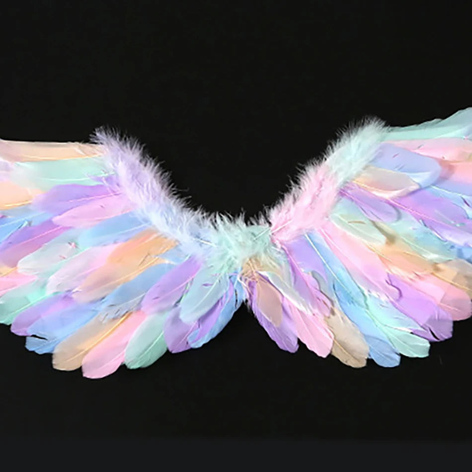Faux Feather Angel Wings Costume Props Children Halloween Carnival Cosplay Devil Wings Black White Stage Performance Accessories