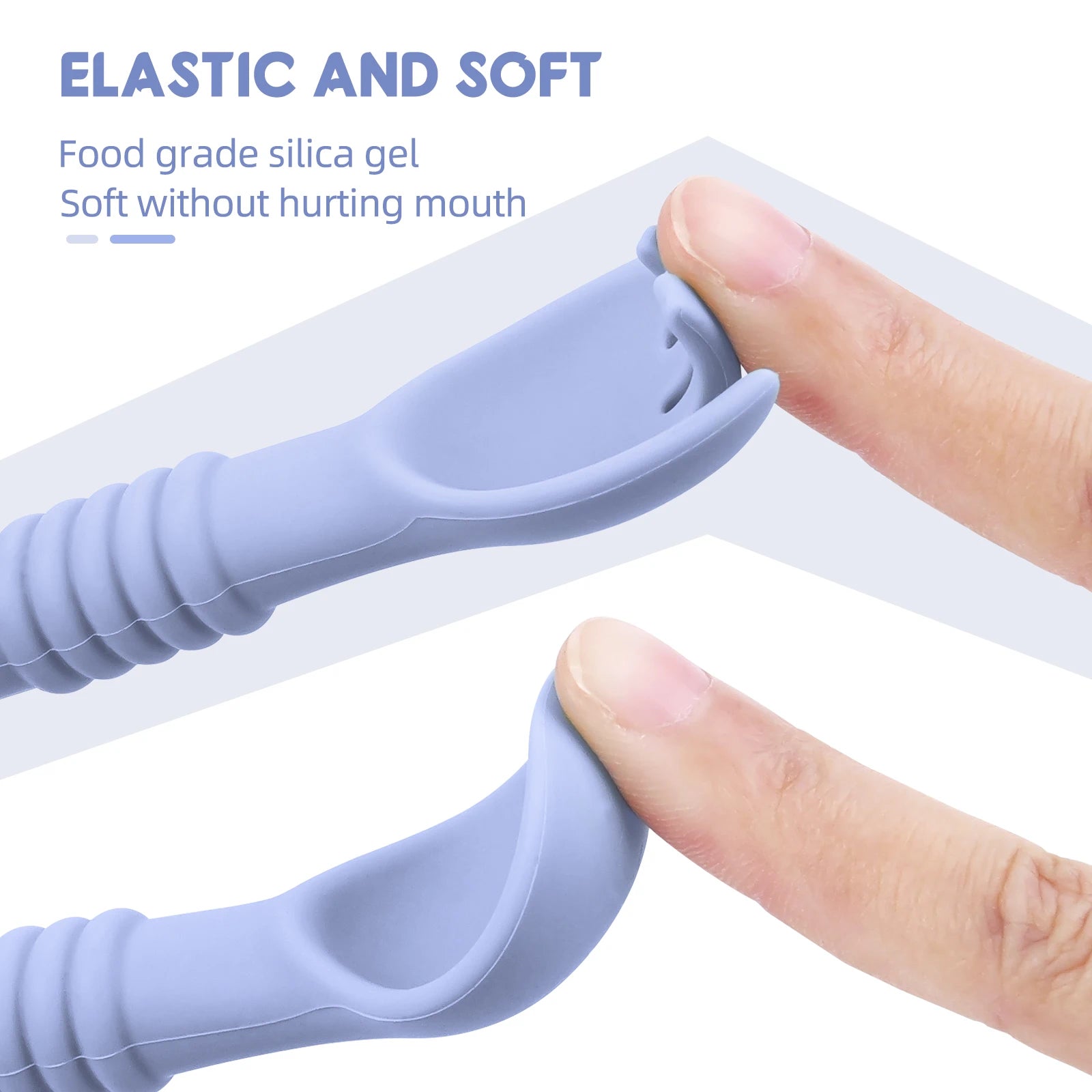 TYRY.HU 3pcs-1set Silicone Baby Feeding Set Divided Suction Plate Silicone Spoon Fork First Feeding Essentials Children Gift ﻿