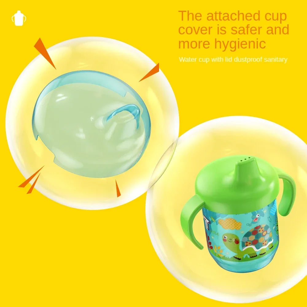 1PC Baby Anti-choking Straight Drinking Cup Special Learning Drinking Cup Duckbill Cup with Double Handle Flip Lid for Toddlers