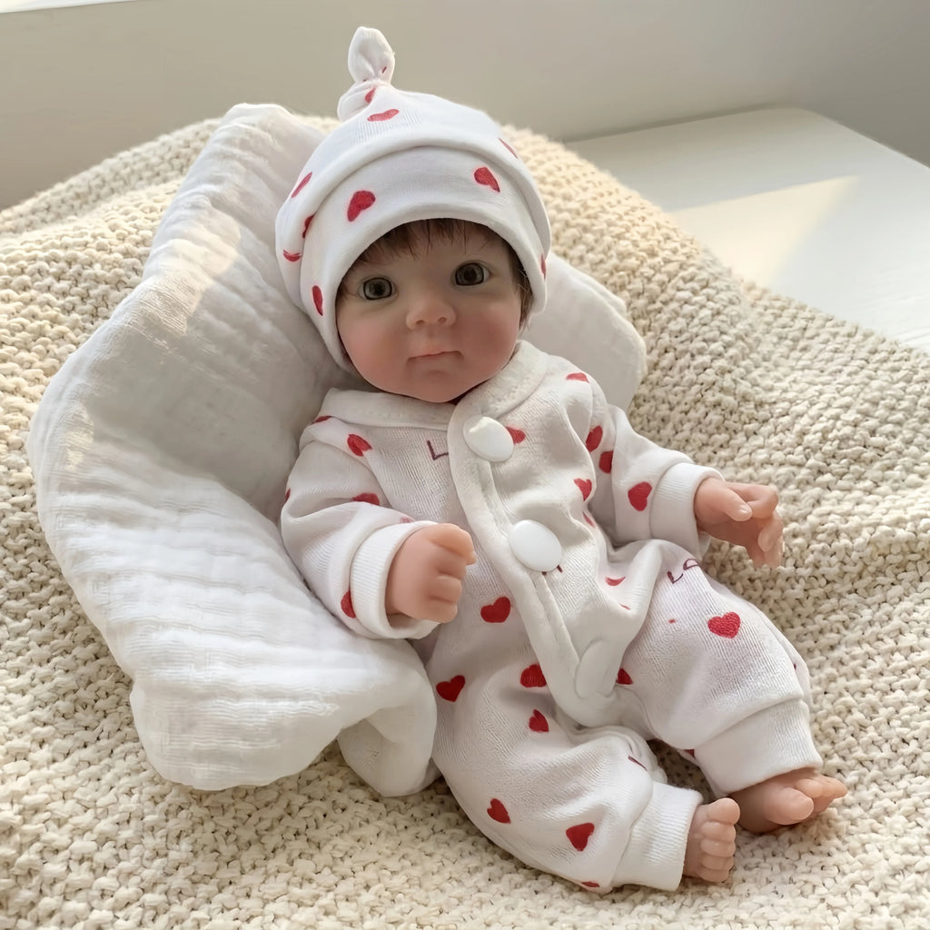 8 Inch/20 cm Washable Reborn Girl Doll, Full Silicone Body with Rooted Hair, Ultra Lifelike Design.