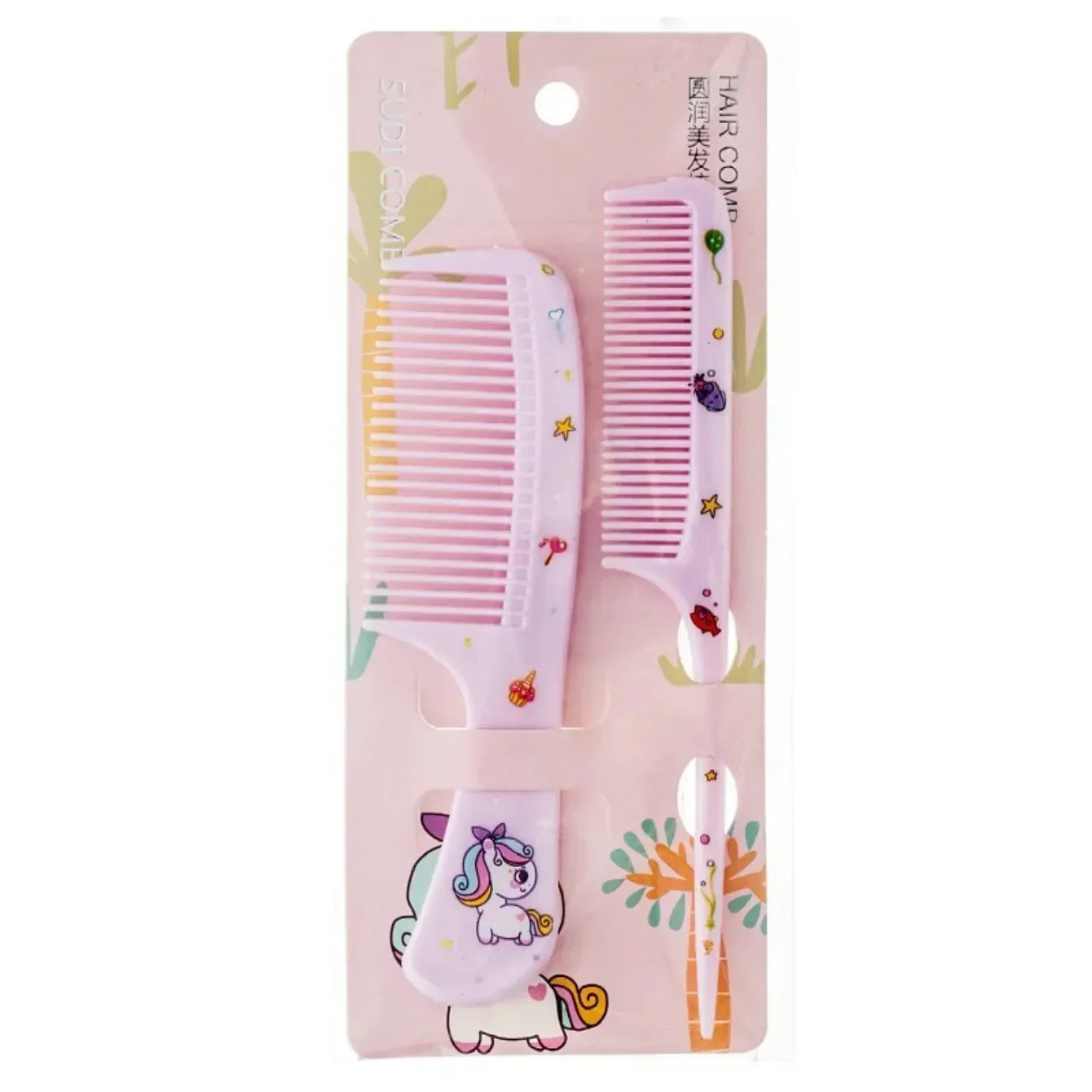 Portable Anti Static Plastic Hair Comb Set For Girls And Kids 2 Piece Cartoon Baby Hair Styling Tools