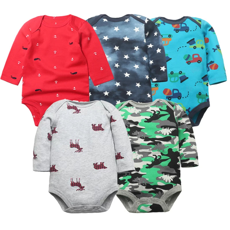 2026 Newborn Baby Girl Clothes Long Sleeve 100% Cotton 5 Pieces/Lot Baby Bodysuits, Infant Clothing 3-24M